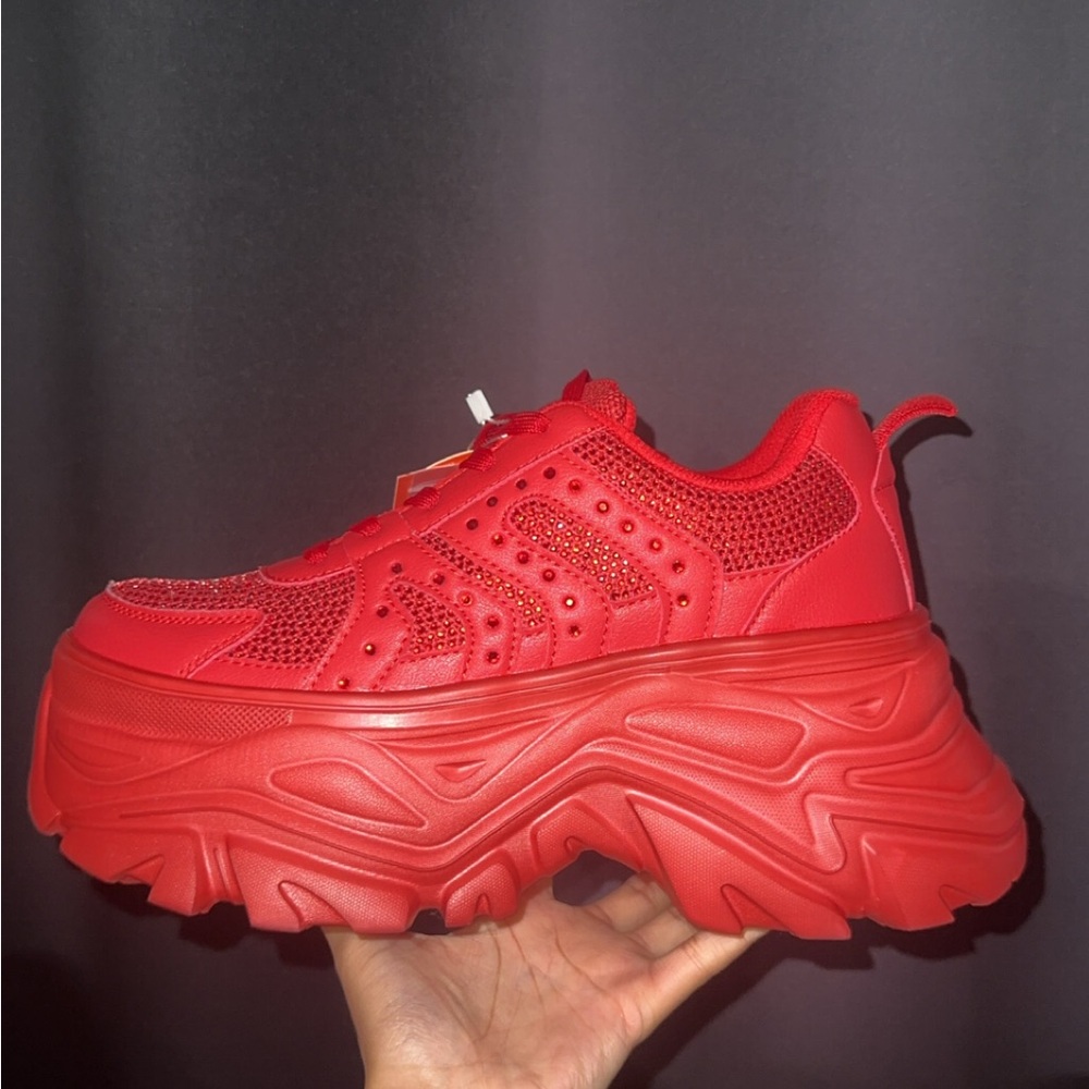 Vibrant Red Women's Chunky Sneakers